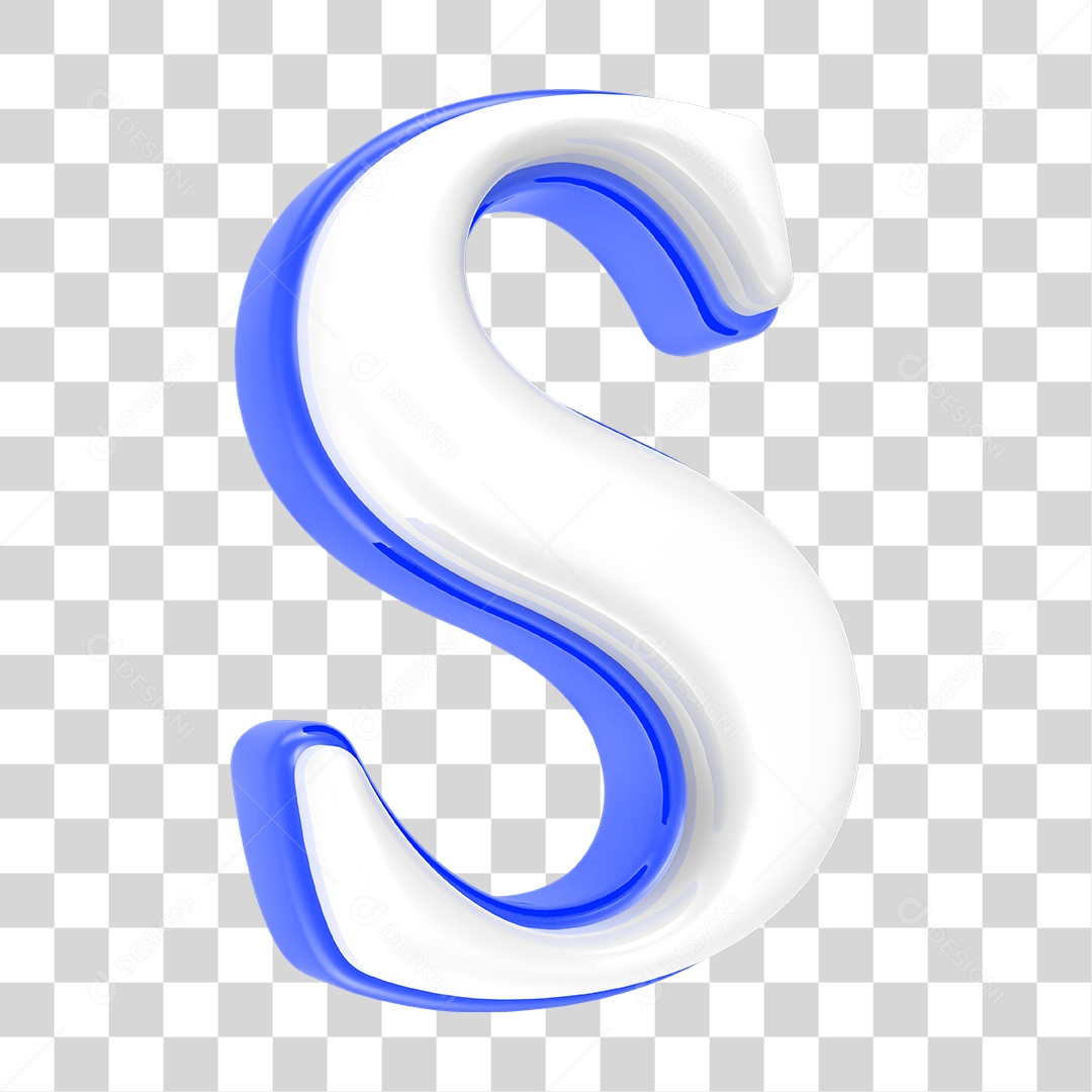 Alfabeto Azul com a Letra S PNG Transparente
