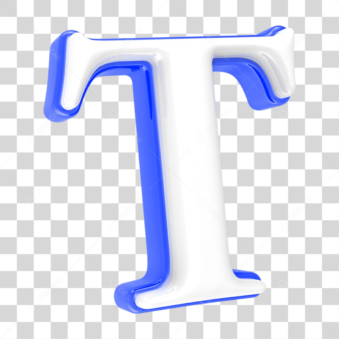 Alfabeto Azul com a Letra T PNG Transparente