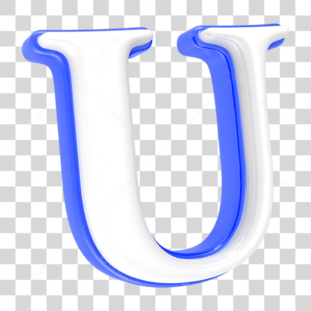 Alfabeto Azul com a Letra U PNG Transparente