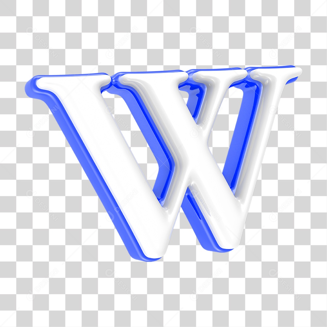Alfabeto Azul com a Letra W PNG Transparente