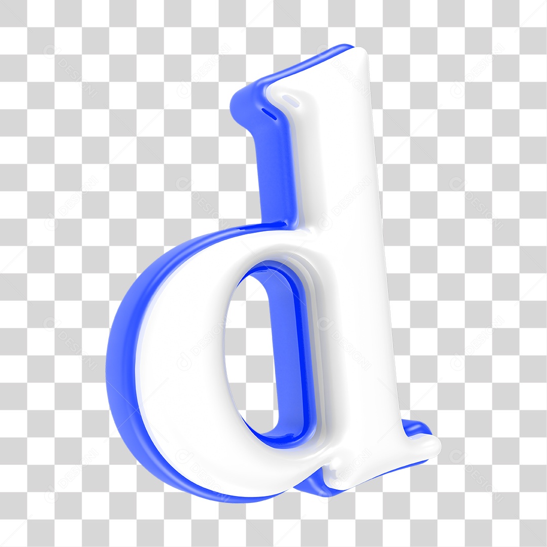 Alfabeto Azul com a Letra D PNG Transparente