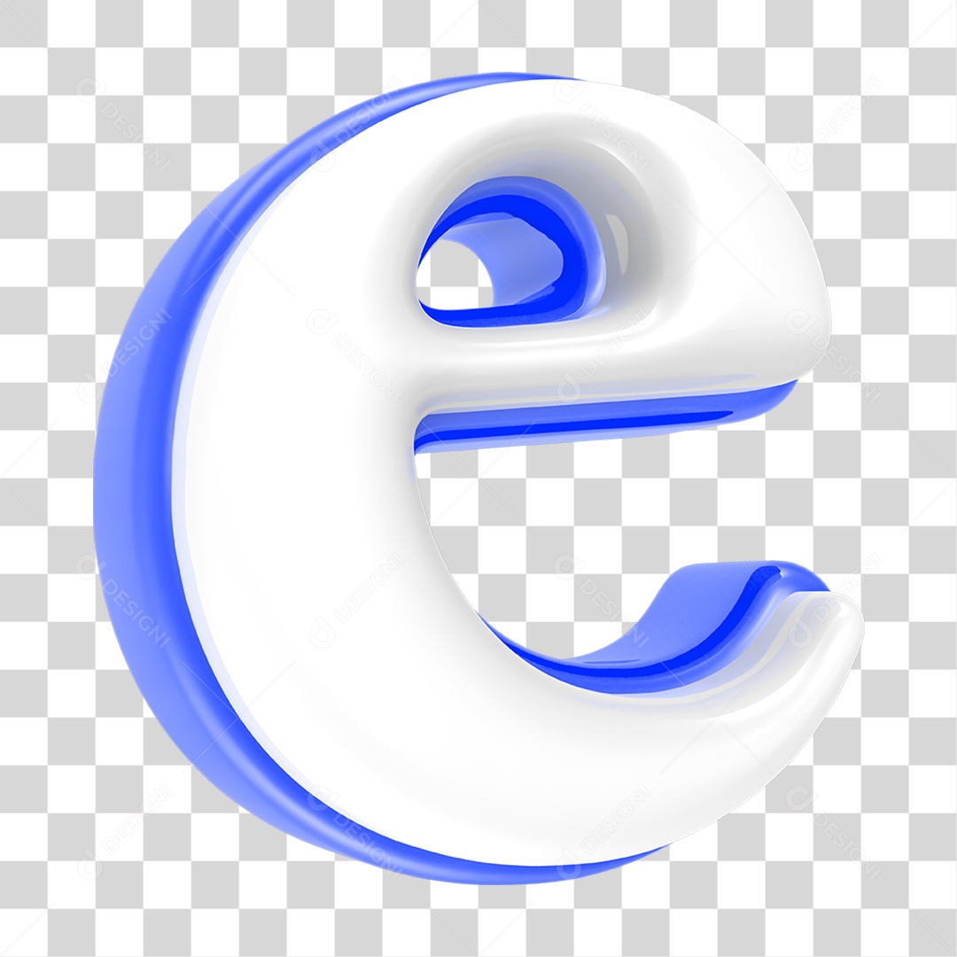 Alfabeto Azul com a Letra E PNG Transparente