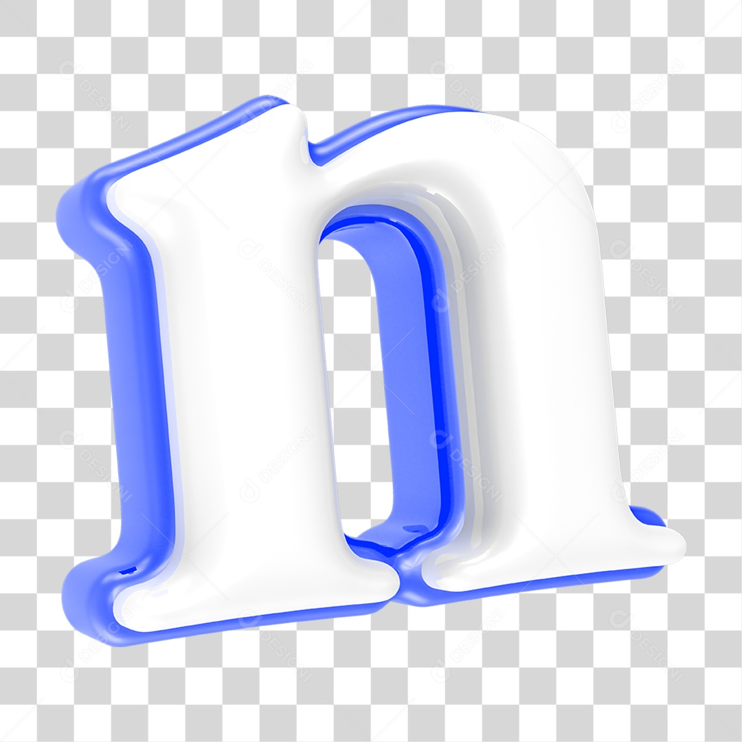 Alfabeto Azul com a Letra N PNG Transparente