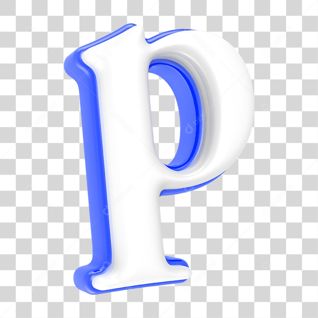 Alfabeto Azul com a Letra P PNG Transparente