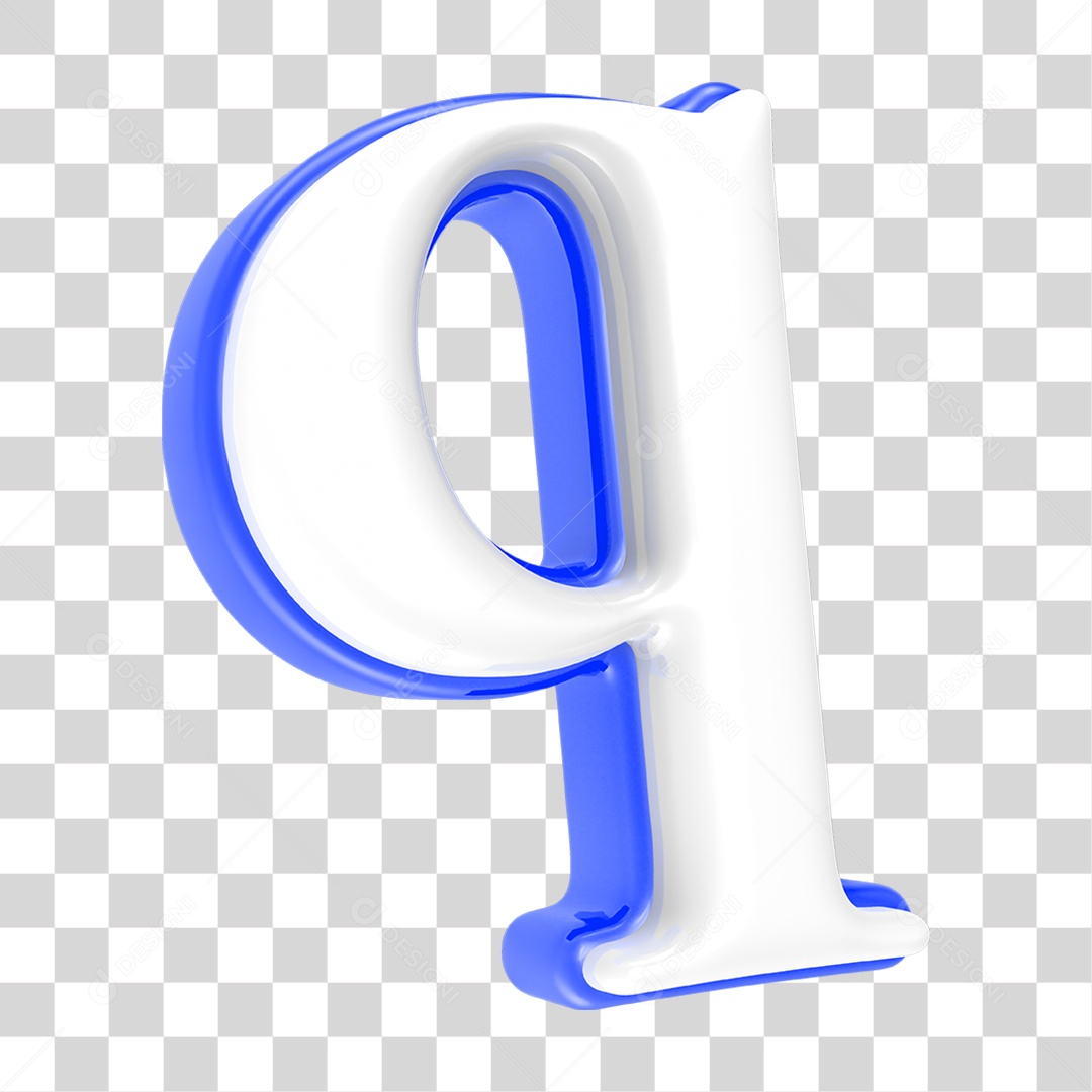 Alfabeto Azul com a Letra Q PNG Transparente