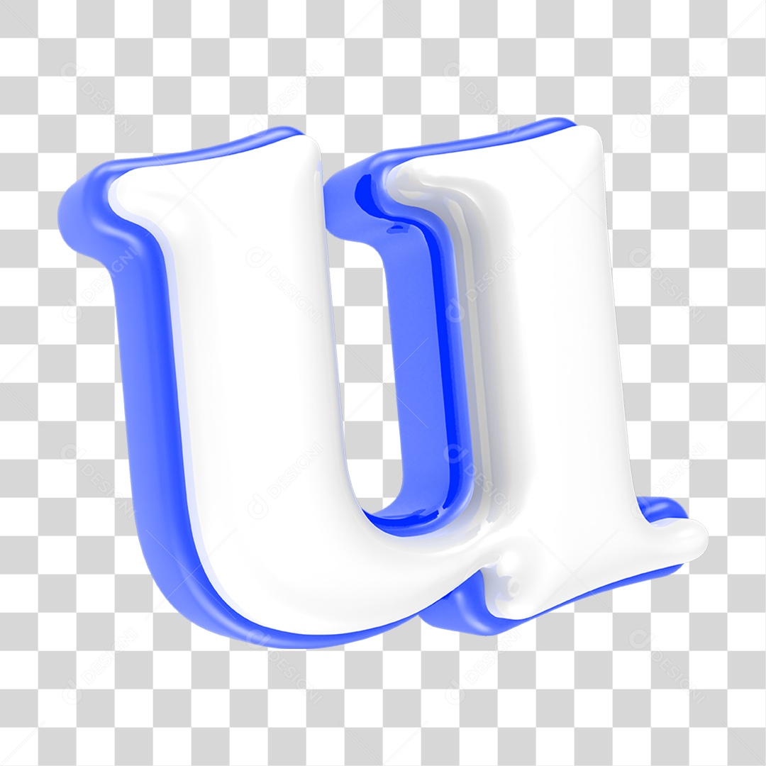 Alfabeto Azul com a Letra U PNG Transparente