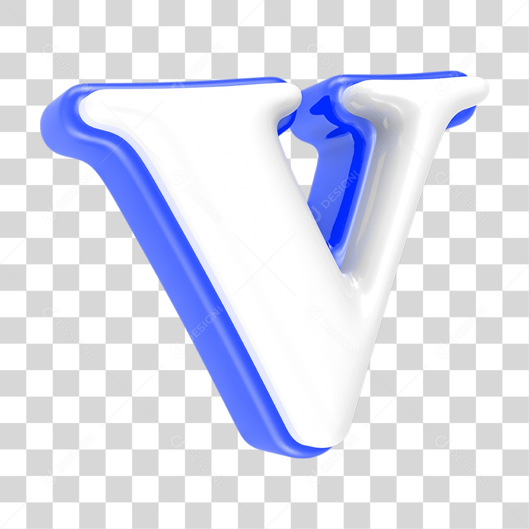 Alfabeto Azul com a Letra V PNG Transparente