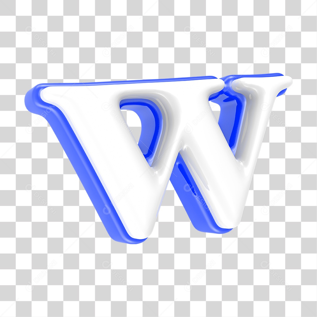 Alfabeto Azul com a Letra W PNG Transparente