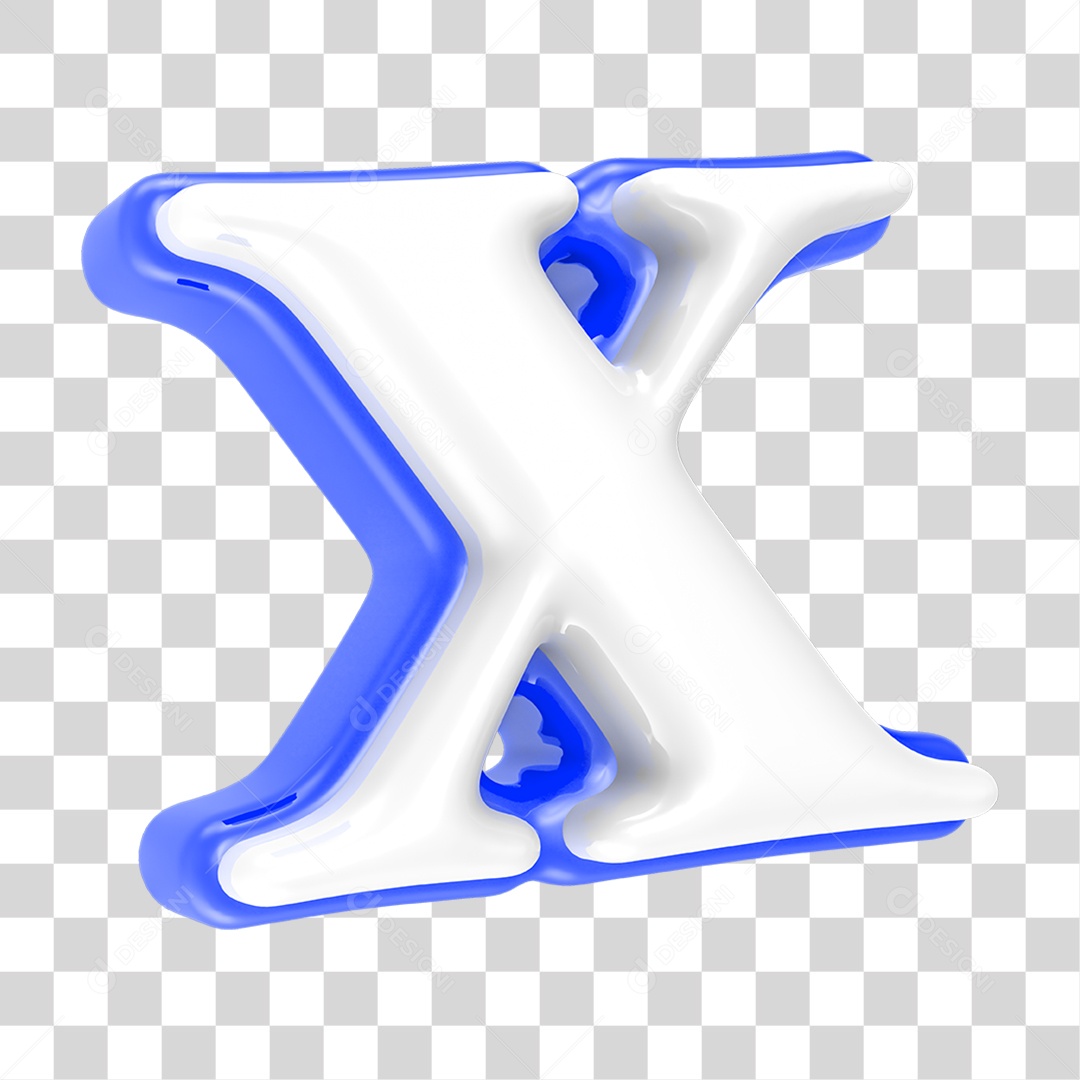 Alfabeto Azul com a Letra X PNG Transparente