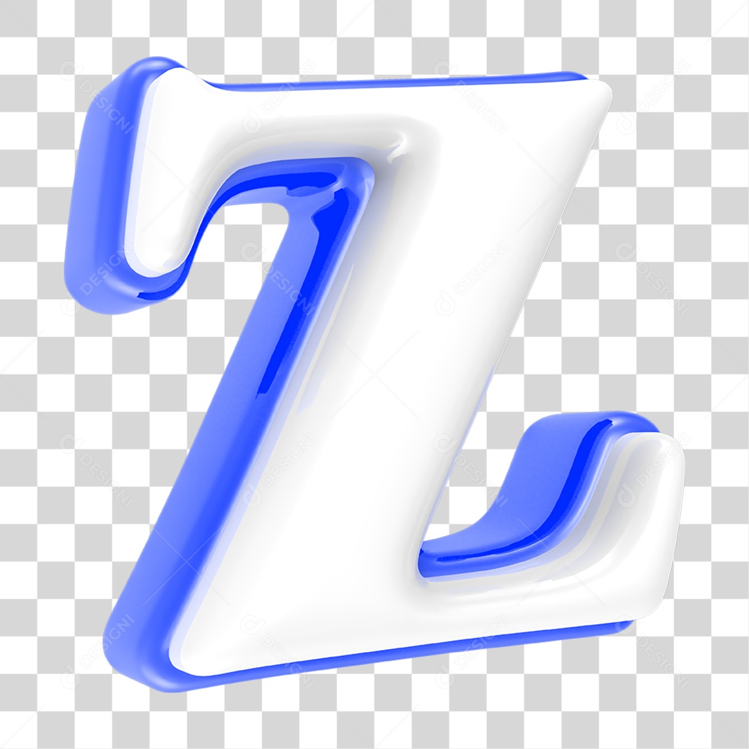 Alfabeto Azul com a Letra Z PNG Transparente
