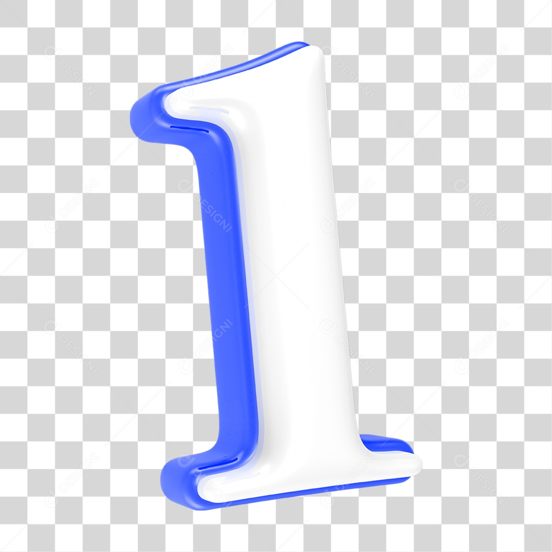Número Azul 1 PNG Transparente