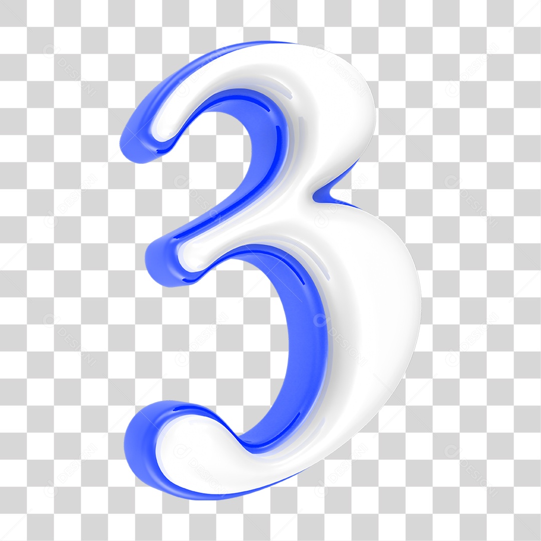 Número Azul 3 PNG Transparente