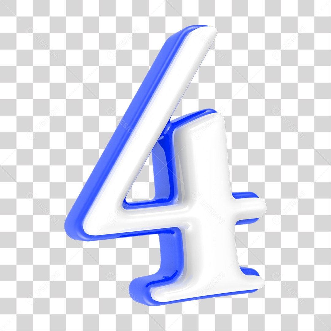Número Azul 4 PNG Transparente