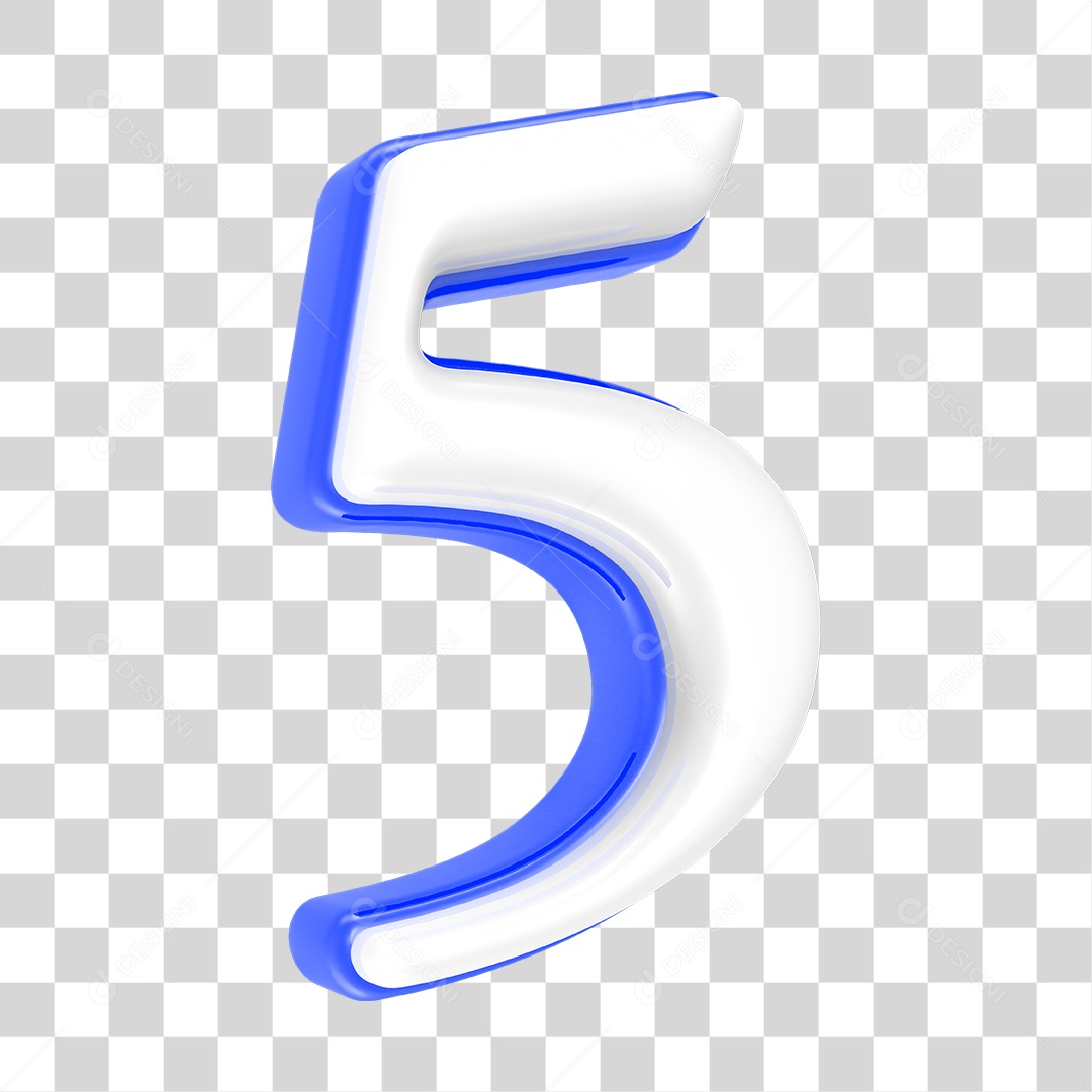Número Azul 5 PNG Transparente