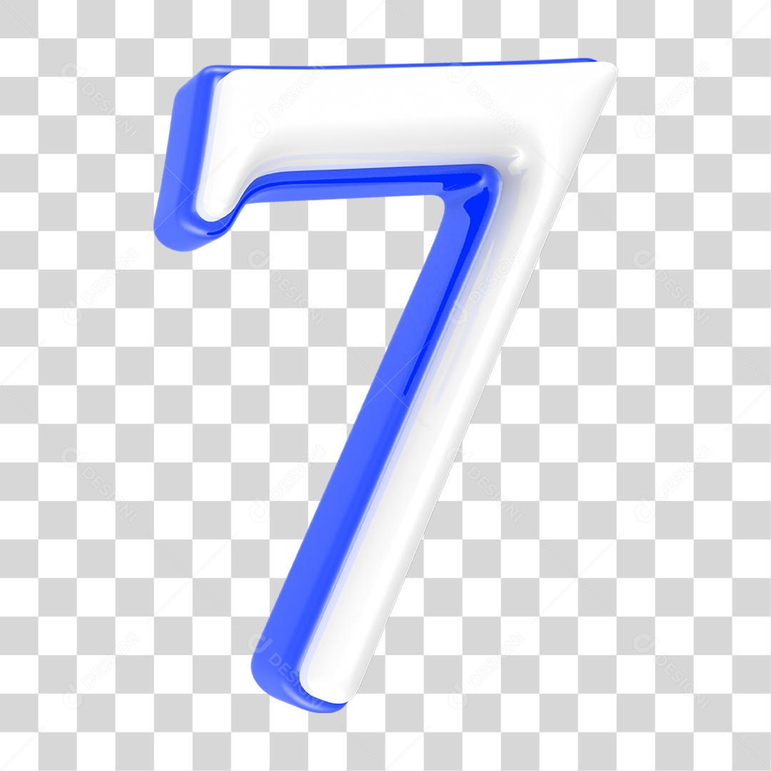 Número Azul 7 PNG Transparente