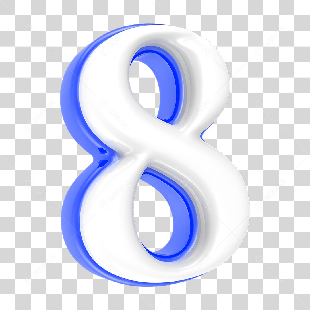Número Azul 8 PNG Transparente