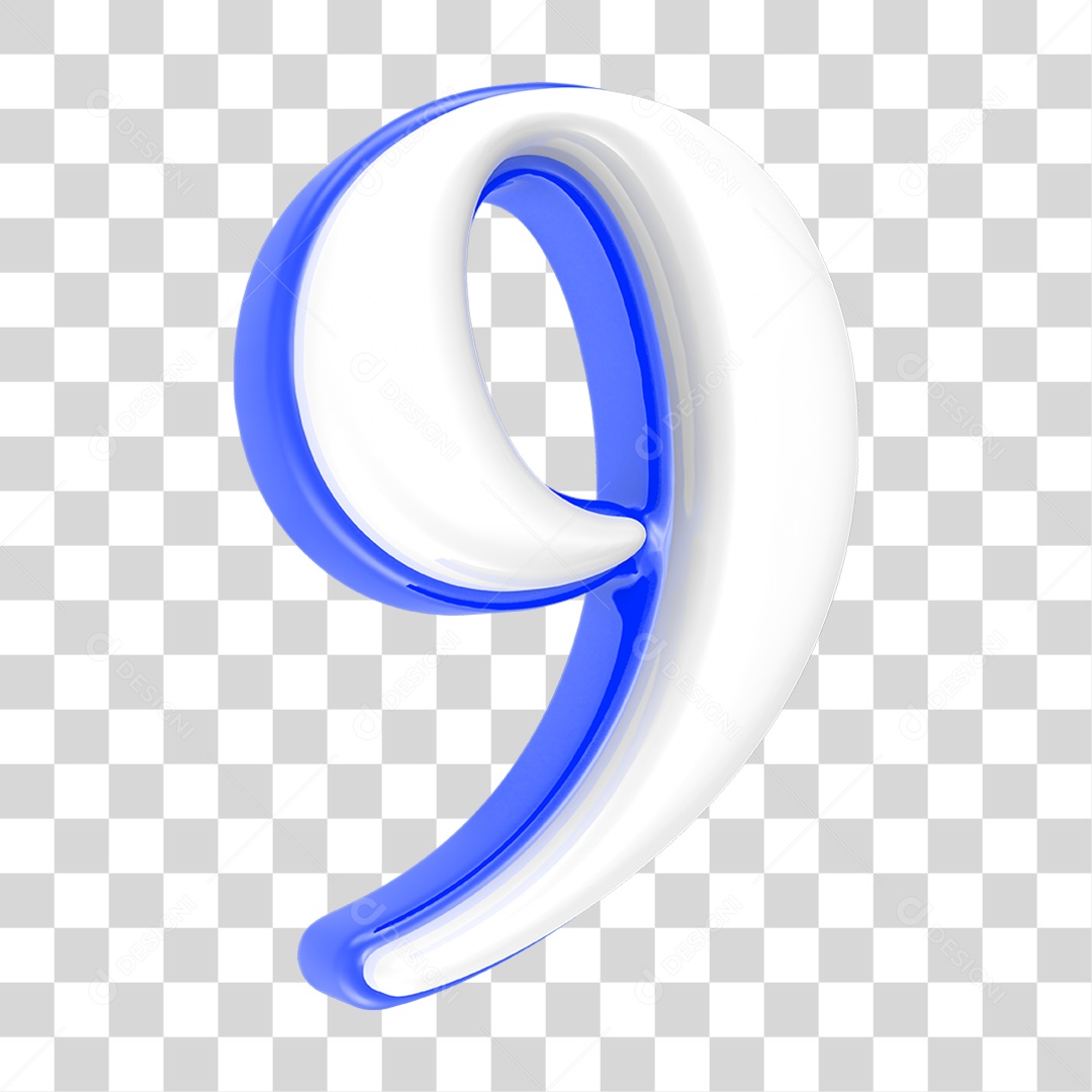 Número Azul 9 PNG Transparente
