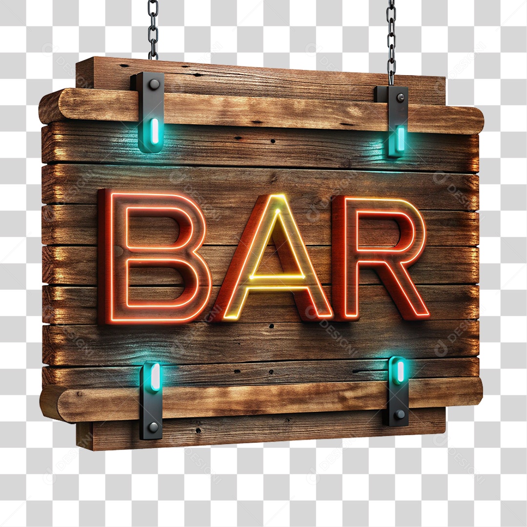 Placa de Madeira Bar PNG Transparente