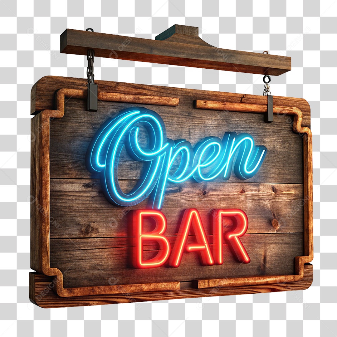 Selo 3D Open Bar PNG Transparente