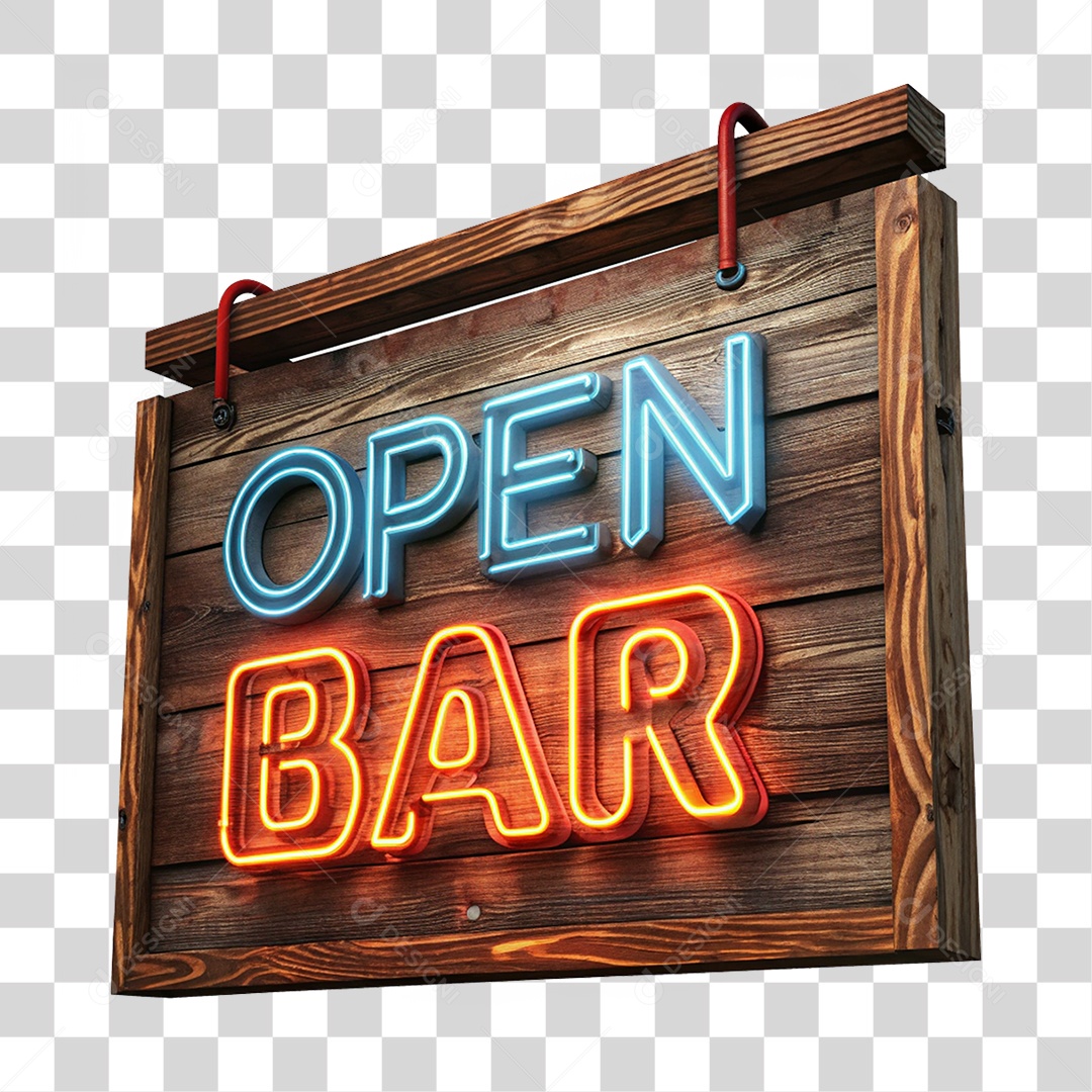 Selo 3D Open Bar PNG Transparente