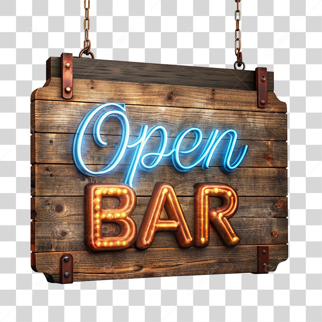 Selo 3D Open Bar PNG Transparente