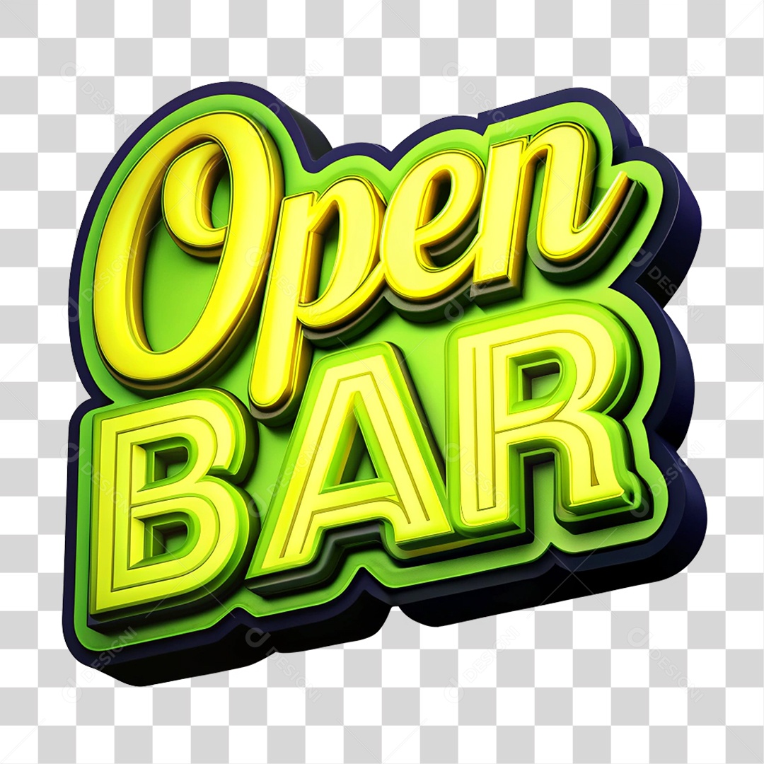 Selo 3D Open Bar PNG Transparente