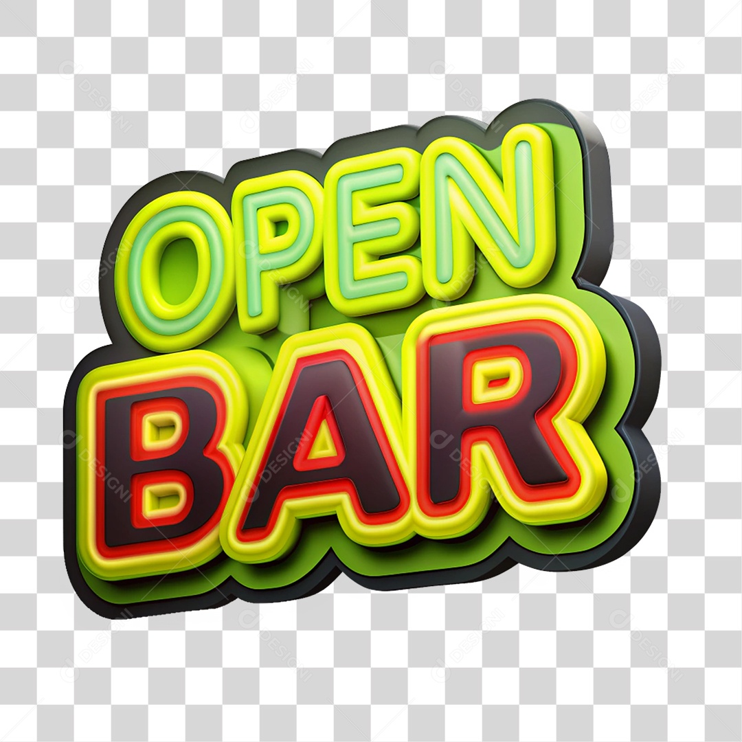 Selo 3D Open Bar PNG Transparente