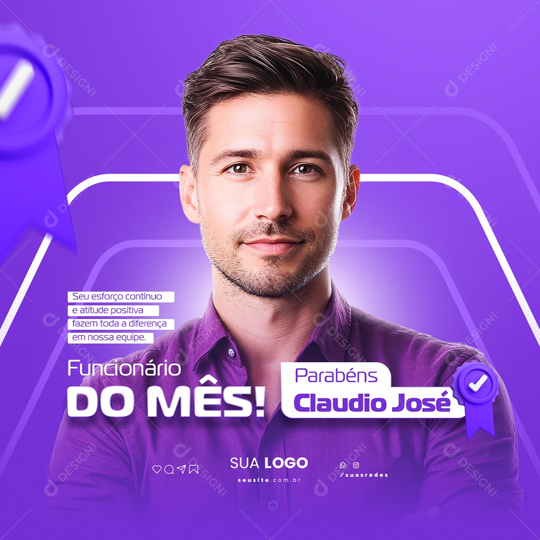 Funcionário Do Mês Parabéns Claudio José Social Media PSD Editável