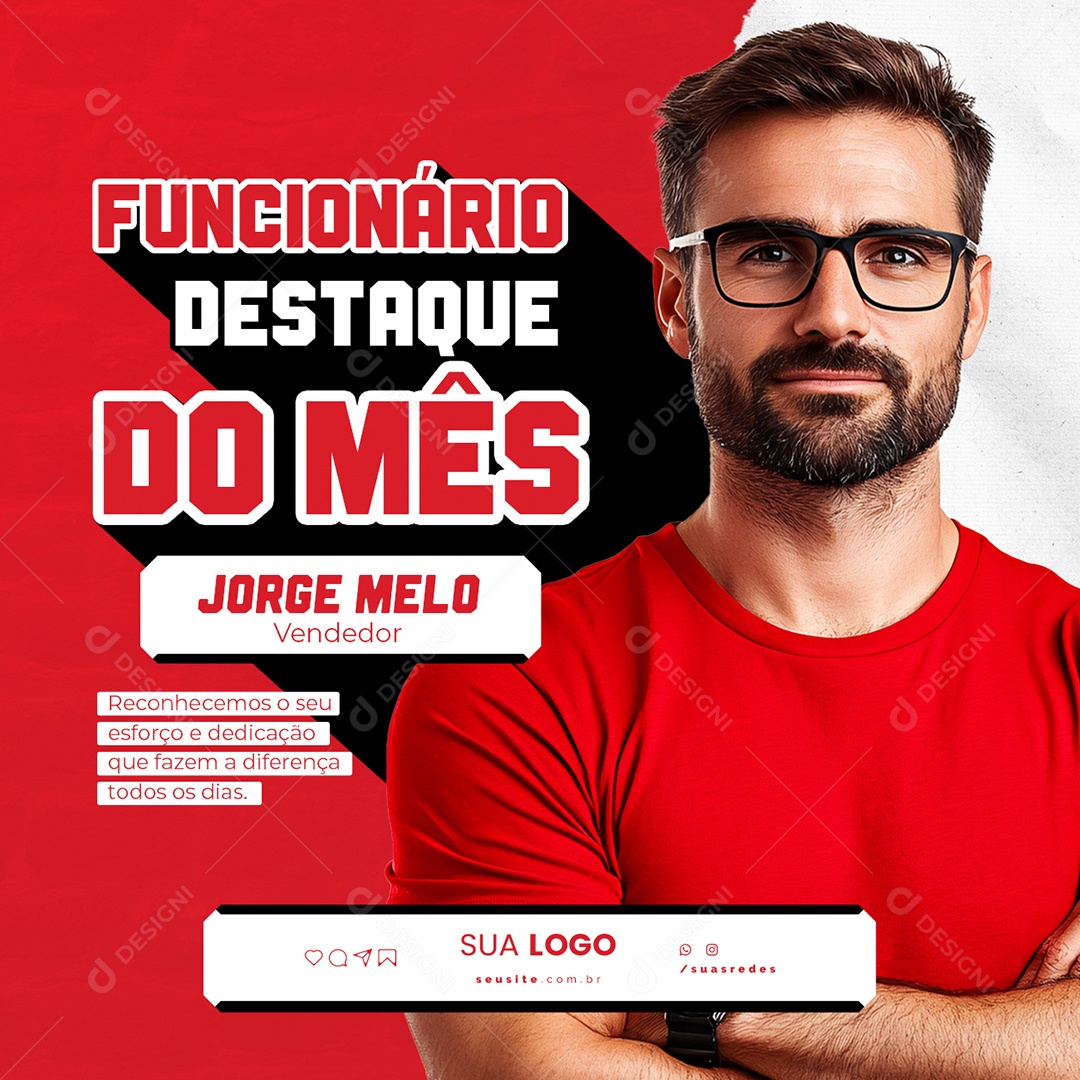 Funcionário Do Mês Jorge Melo Vendedor Social Media PSD Editável