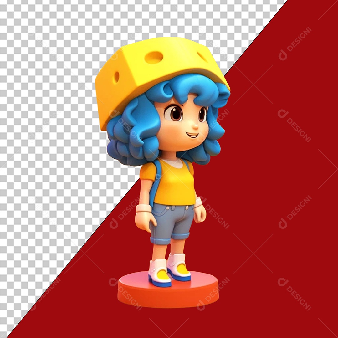 Garota Personagem de Restaurante Elemento 3D para Composição PSD