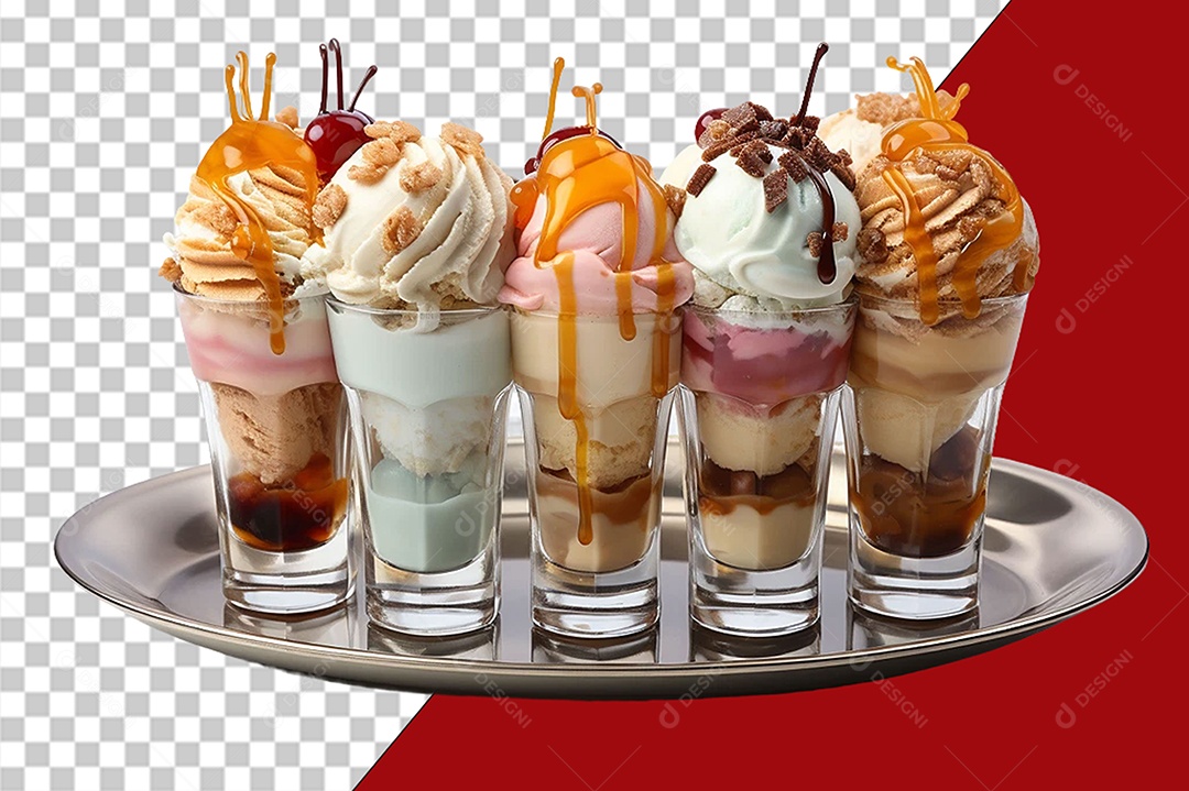 Bandeja Sorvete Elemento 3D para Composição PSD