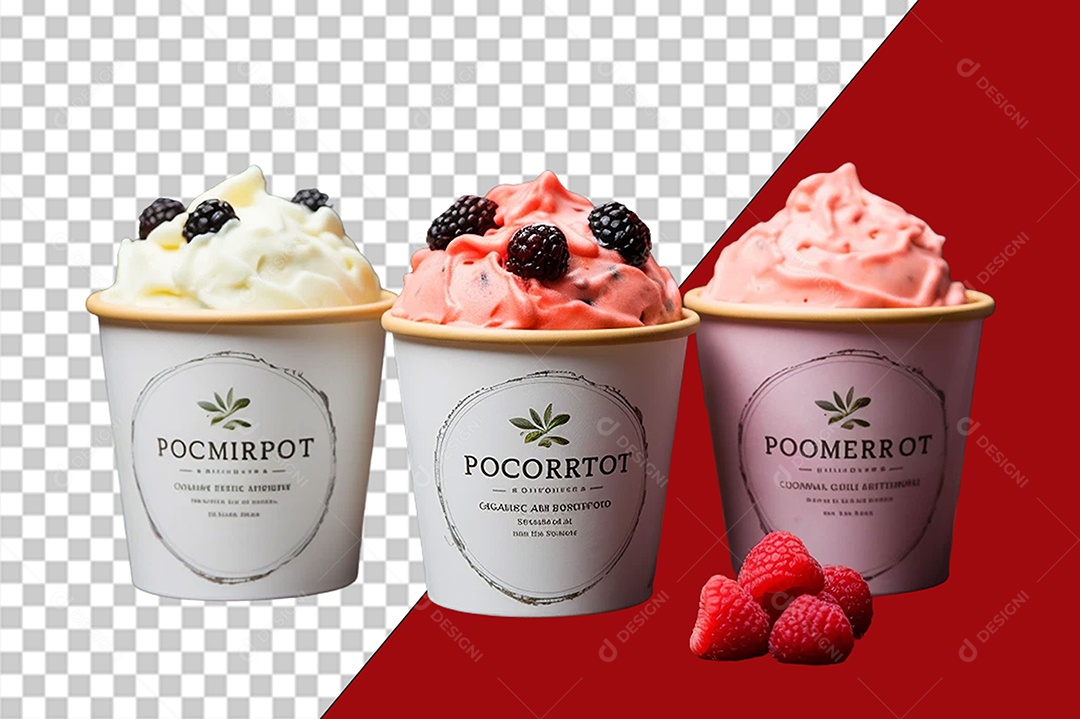 Balde de Sorvete Elemento 3D para Composição PSD