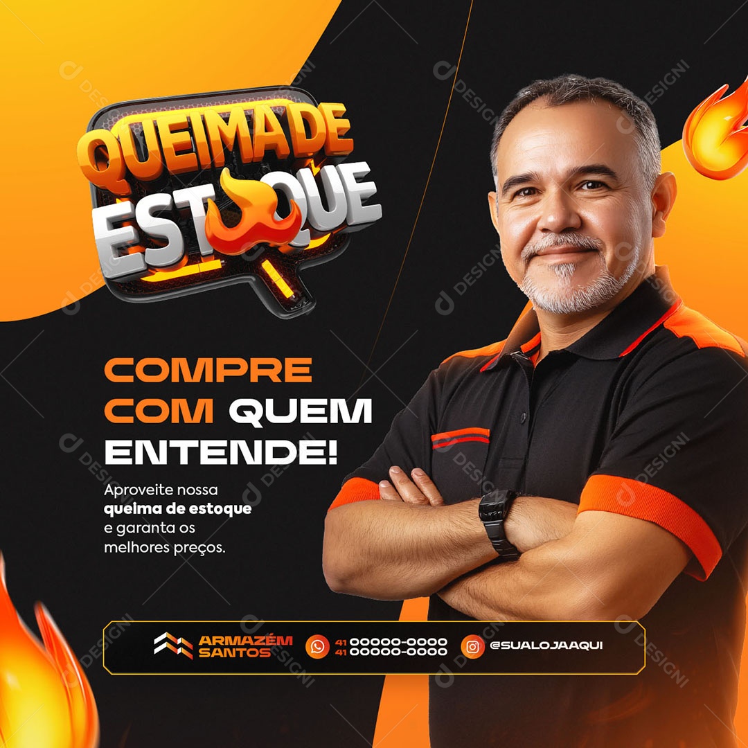 Queima de Estoque Materiais de Construção Compre Social Media PSD Editável