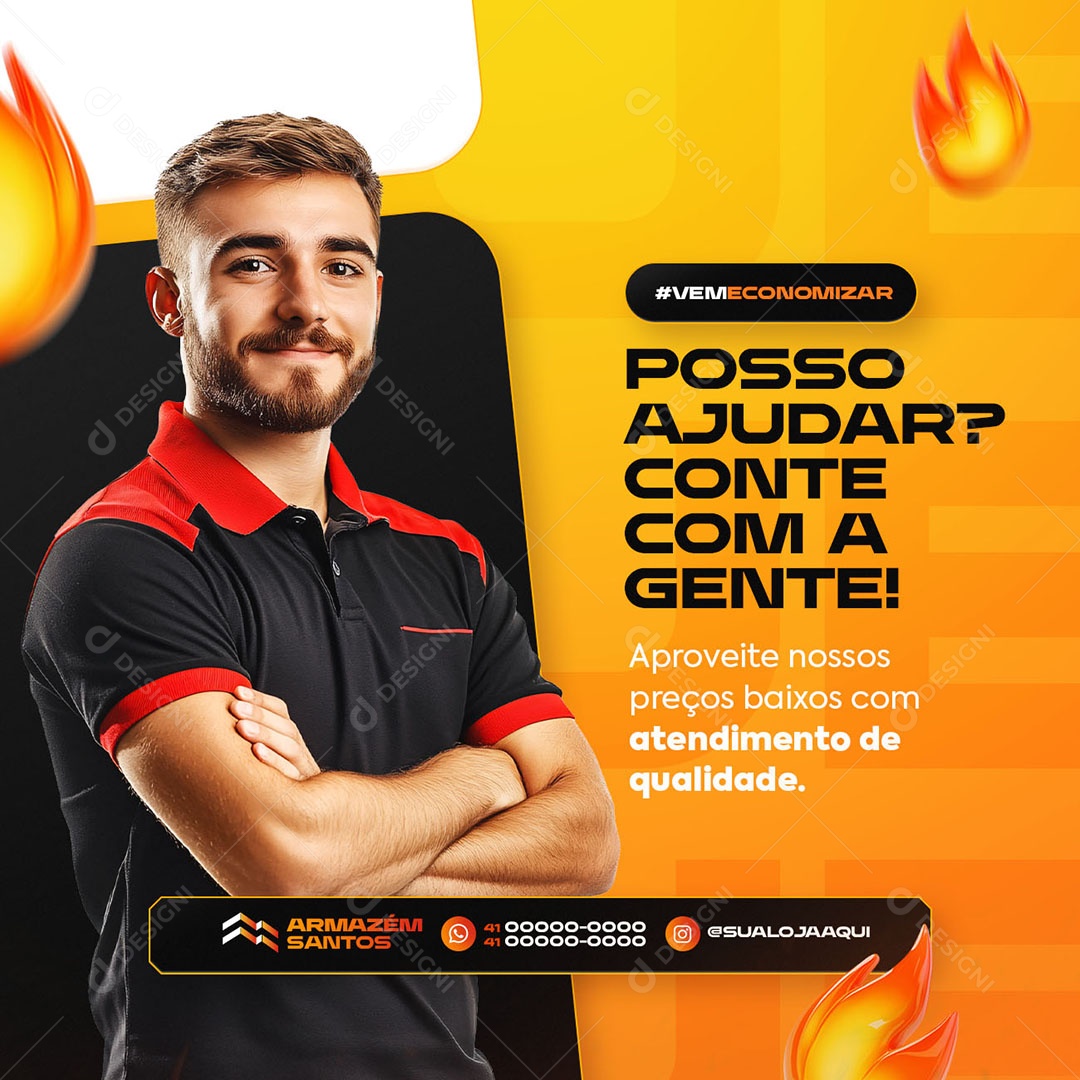 Queima de Estoque Materiais de Construção Nosso Ajudar Social Media PSD Editável