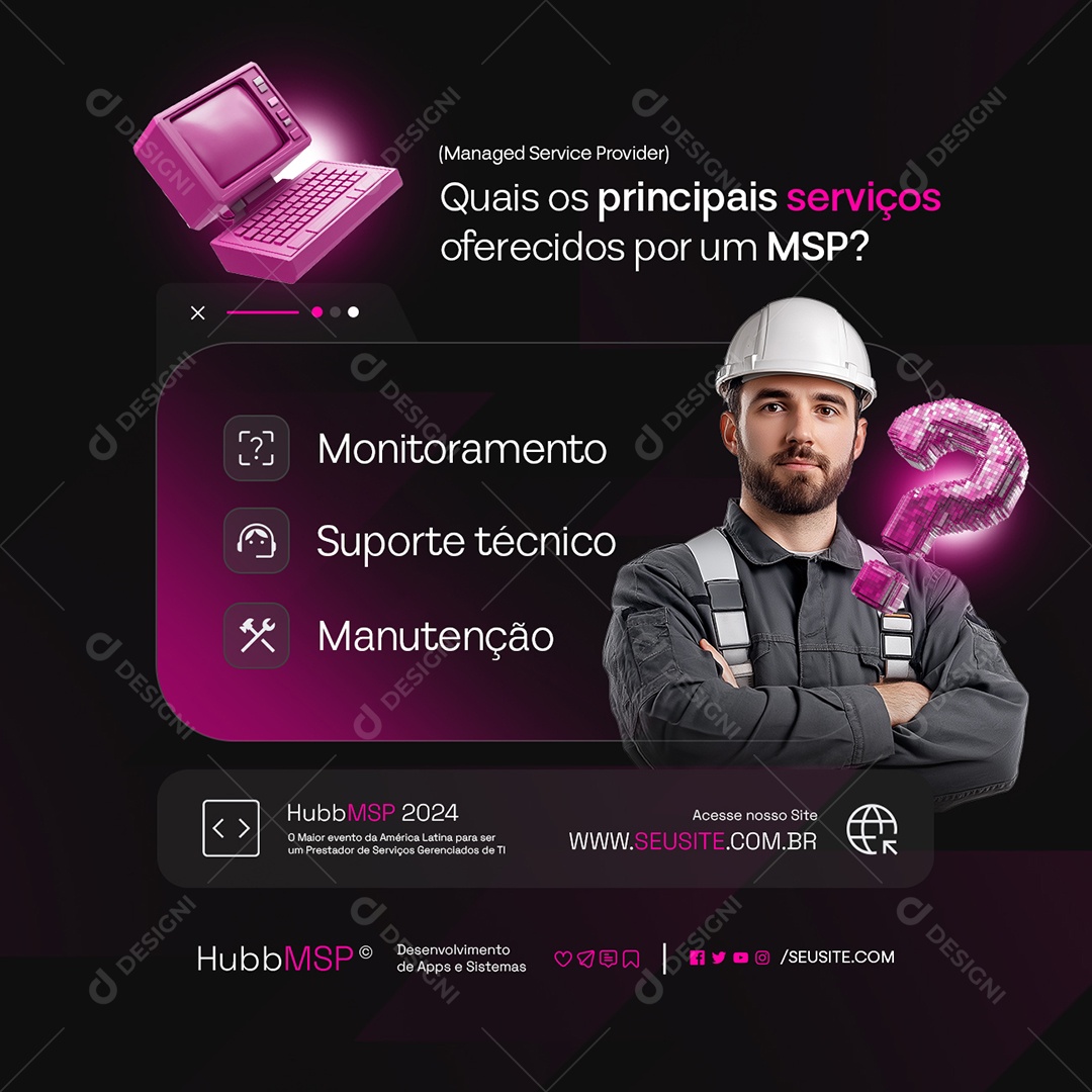 MSP Monitoramento Suporte Técnico Social Media PSD Editável
