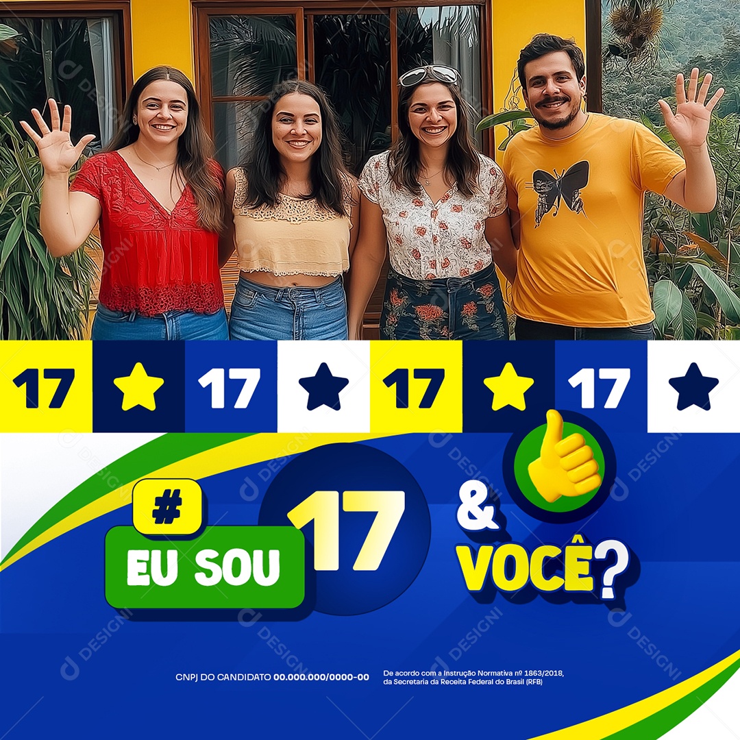 Social Media Eleição Prefeito Jhonatar Eu Sou e Você PSD Editável