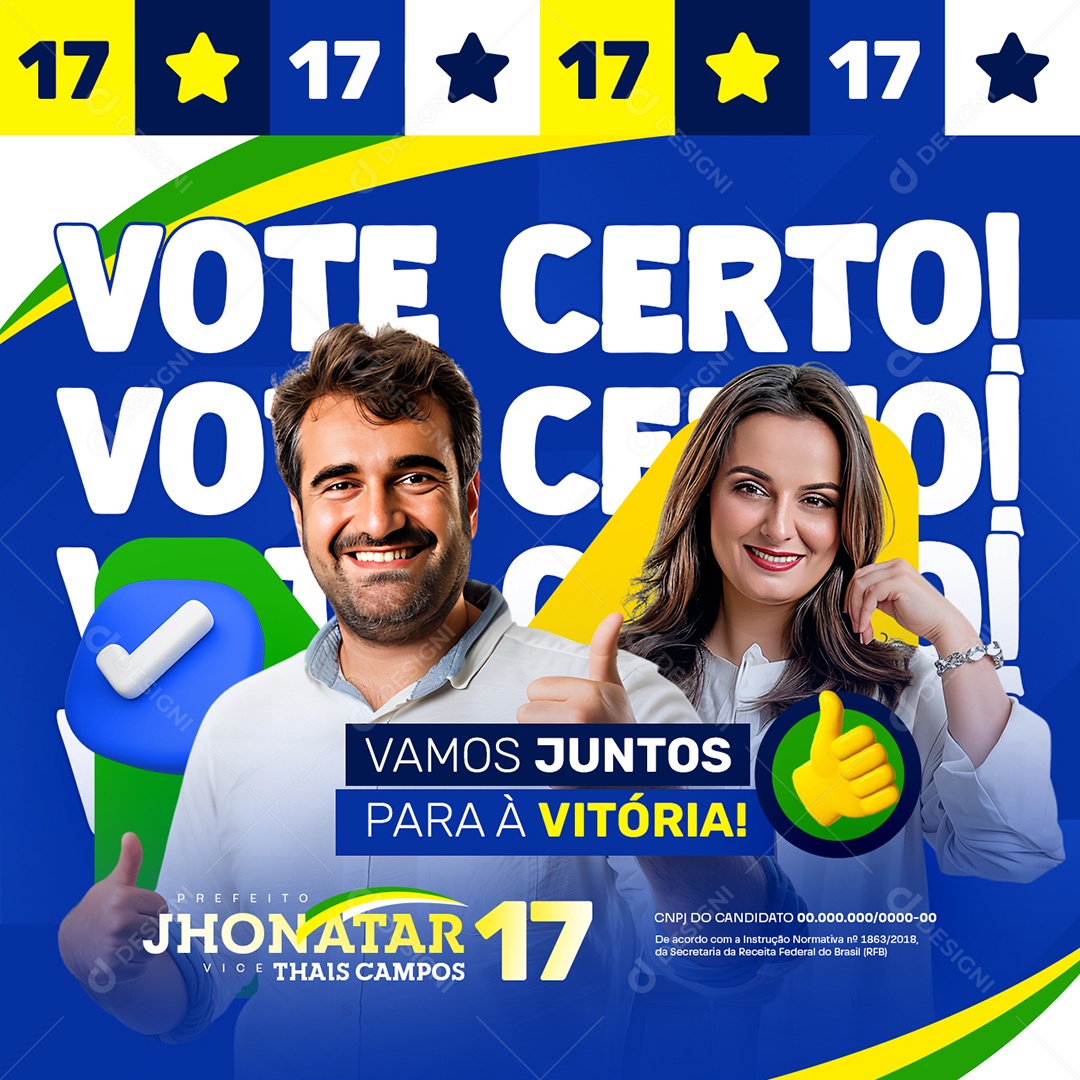 Eleição Prefeito Jhonatar Vote Certo Social Media PSD Editável