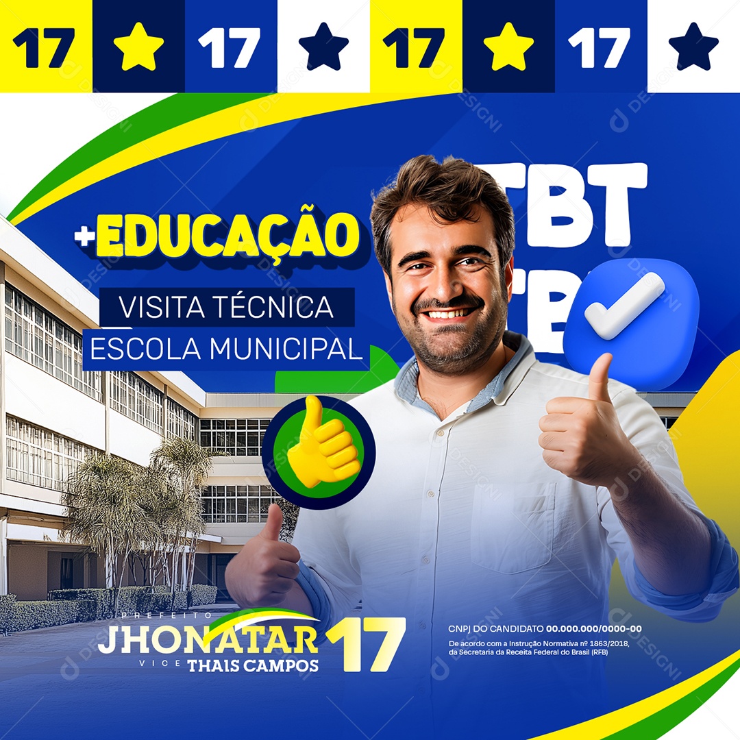 Eleição Prefeito Jhonatar Educação Social Media PSD Editável