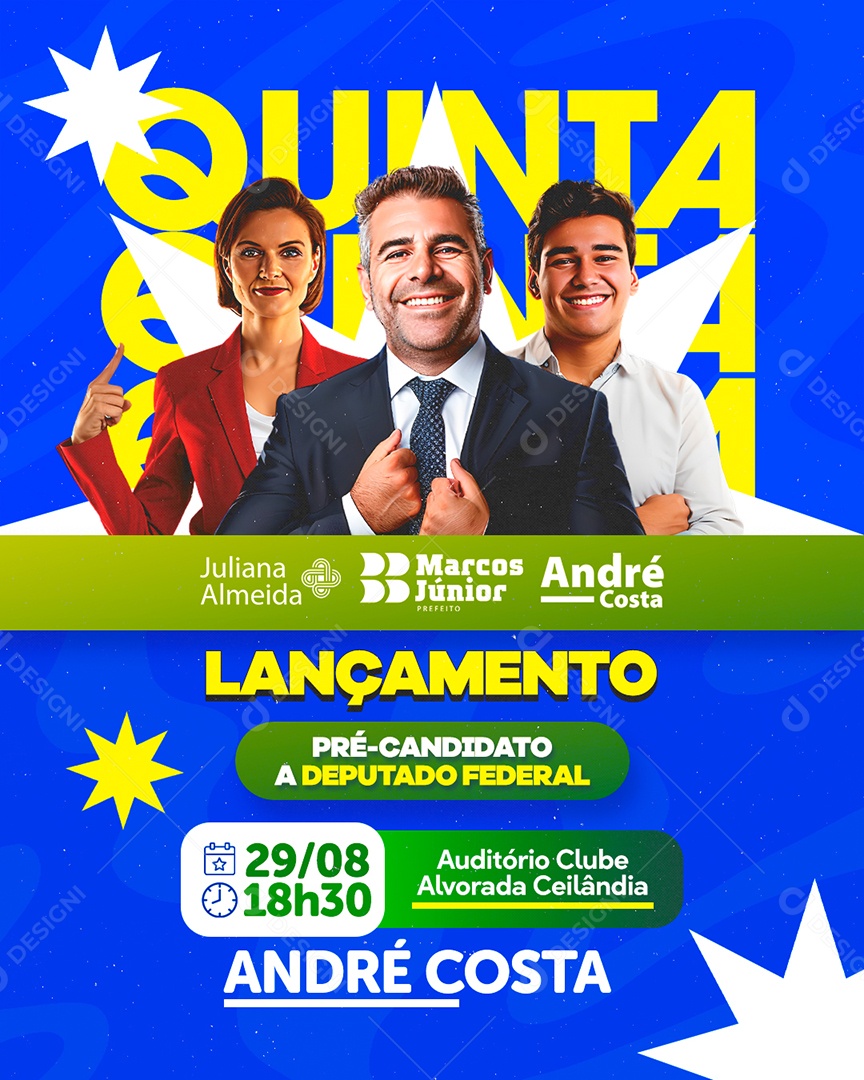 Política Pré Candidato a Deputado Federal André Costa Social Media PSD Editável
