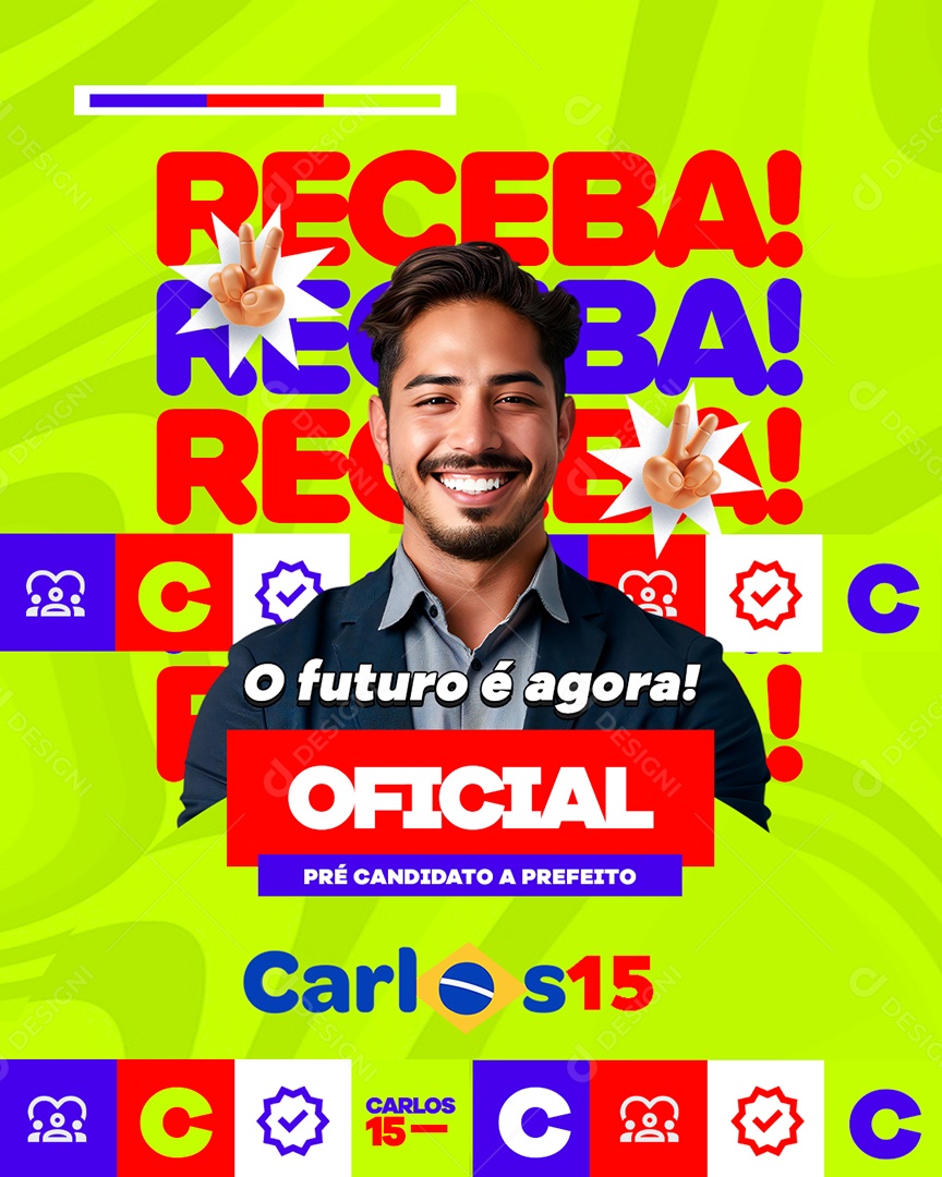 Política Pré Candidato a Prefeito Carlos Social Media PSD Editável