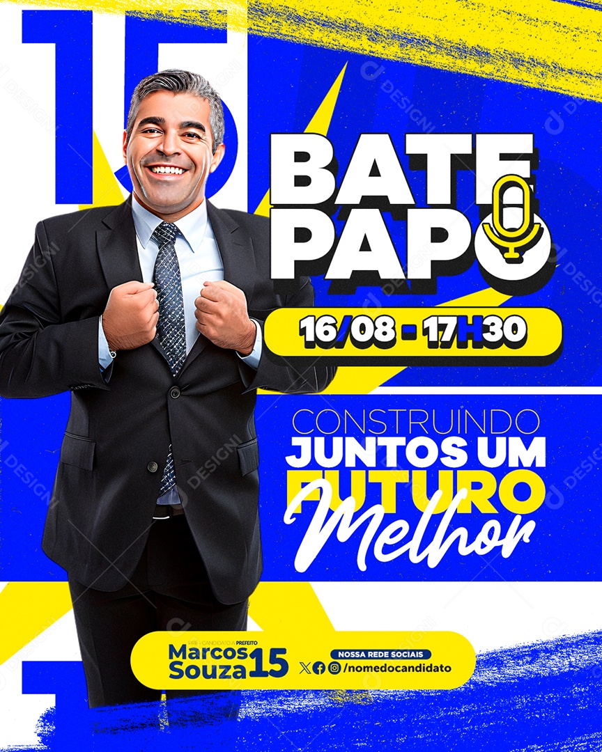 Política Pré Candidato Prefeito Marcos Souza Social Media PSD Editável