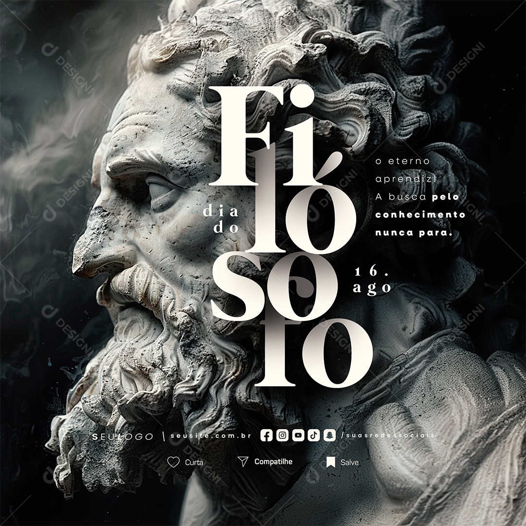 Dia do Filósofo 16 de Agosto O Eterno Aprendiz Social Media PSD Editável