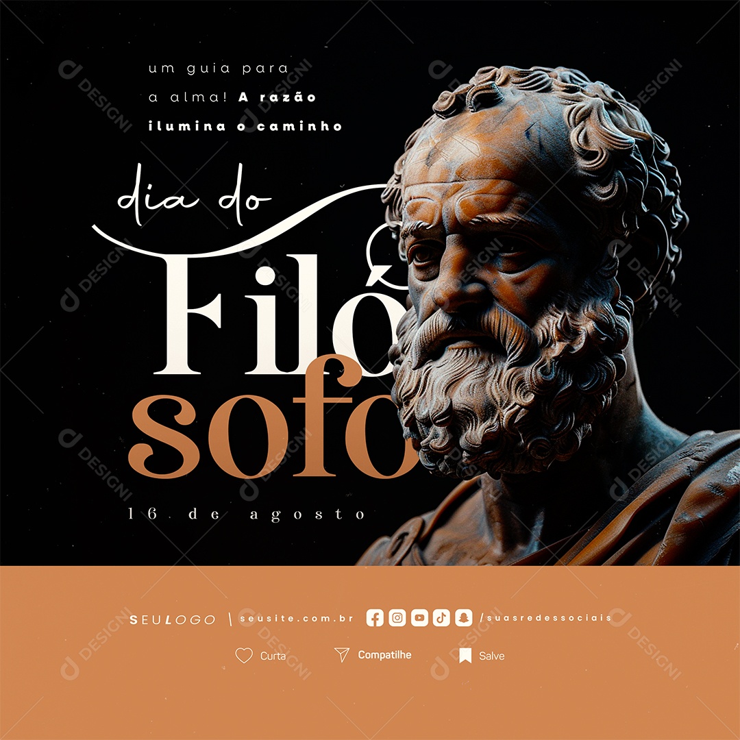 Dia do Filósofo 16 de Agosto Um Guia para a Alma Social Media PSD Editável