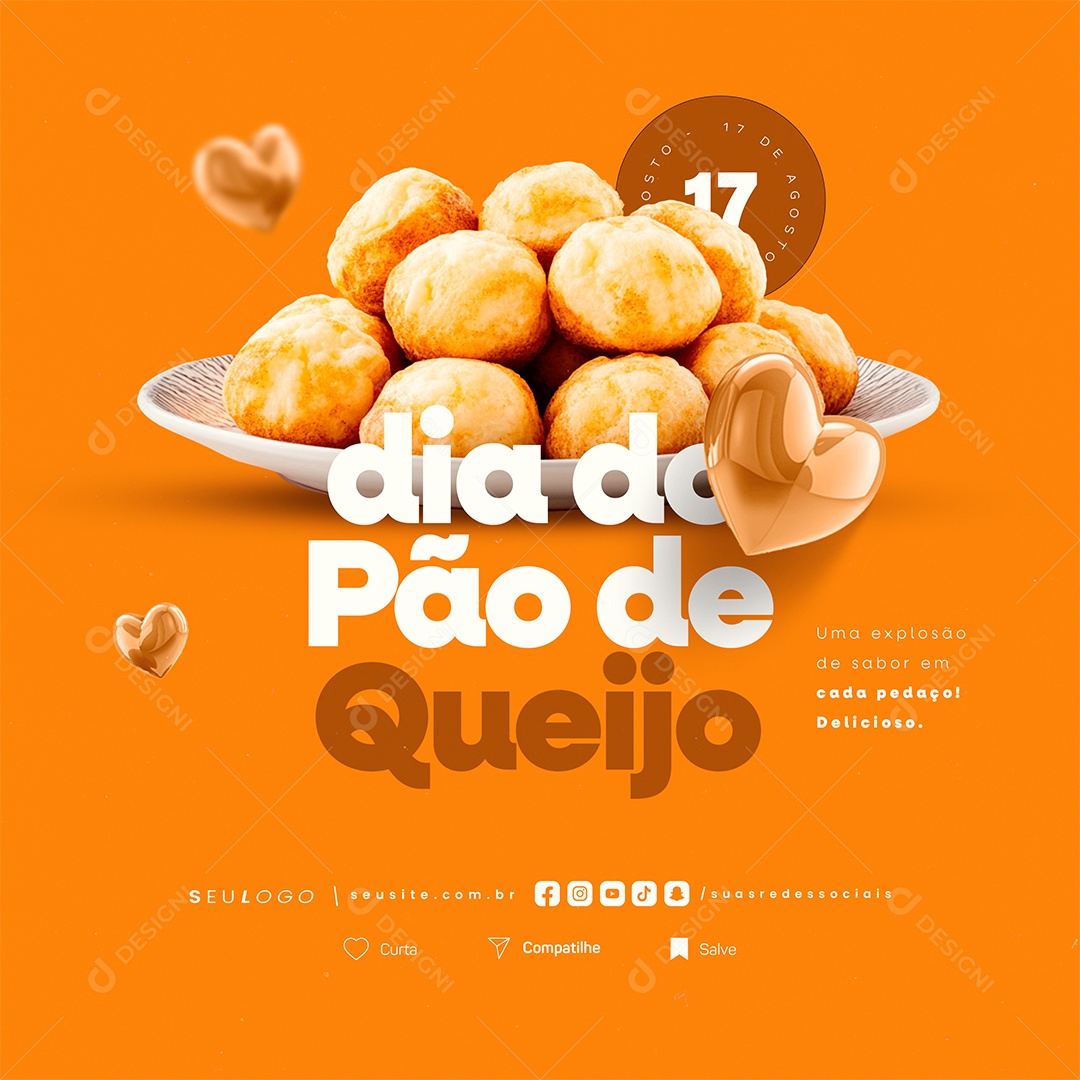 Dia do Pão de Queijo 17 de Agosto Social Media PSD Editável