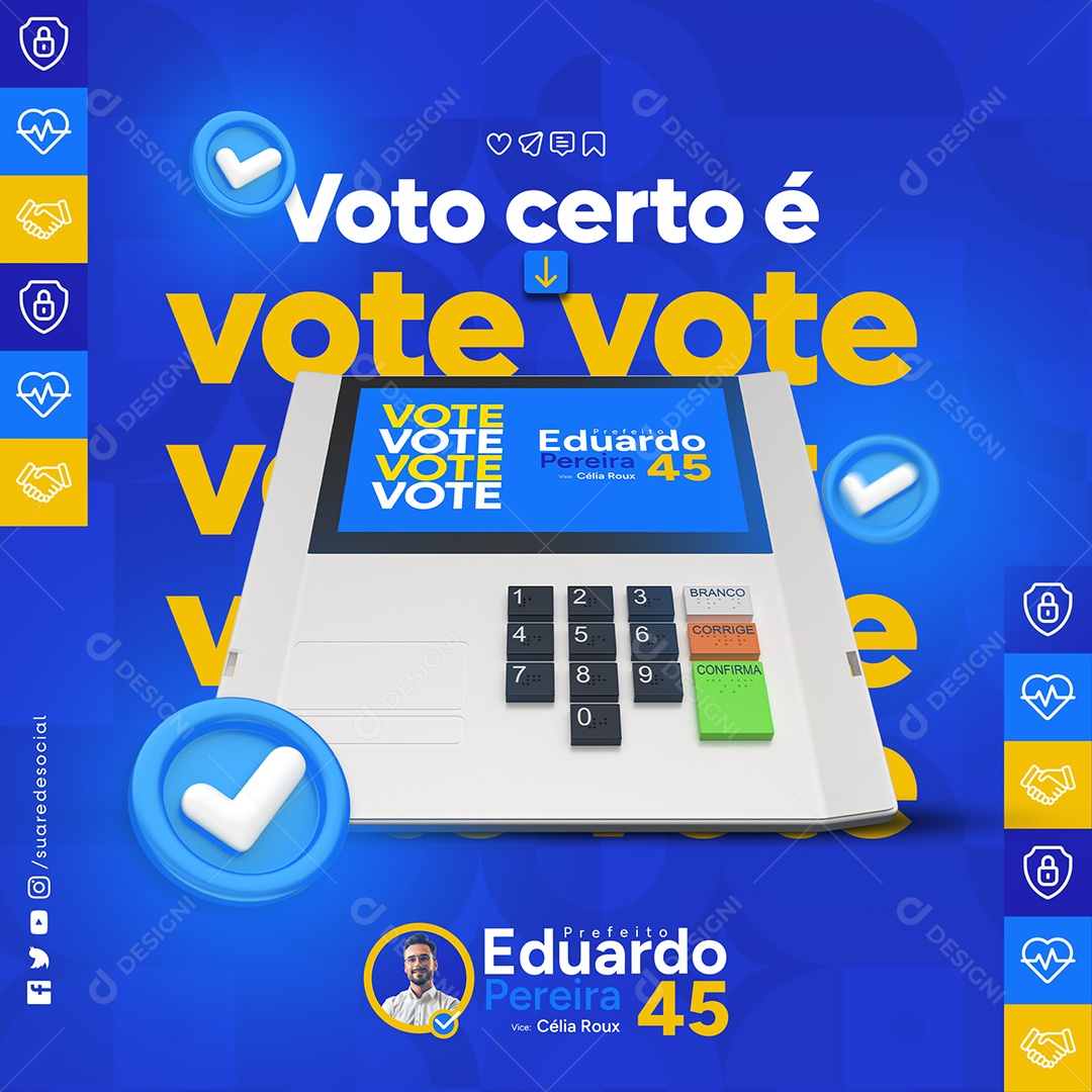 Feed Campanha Politica Social Media PSD Editável