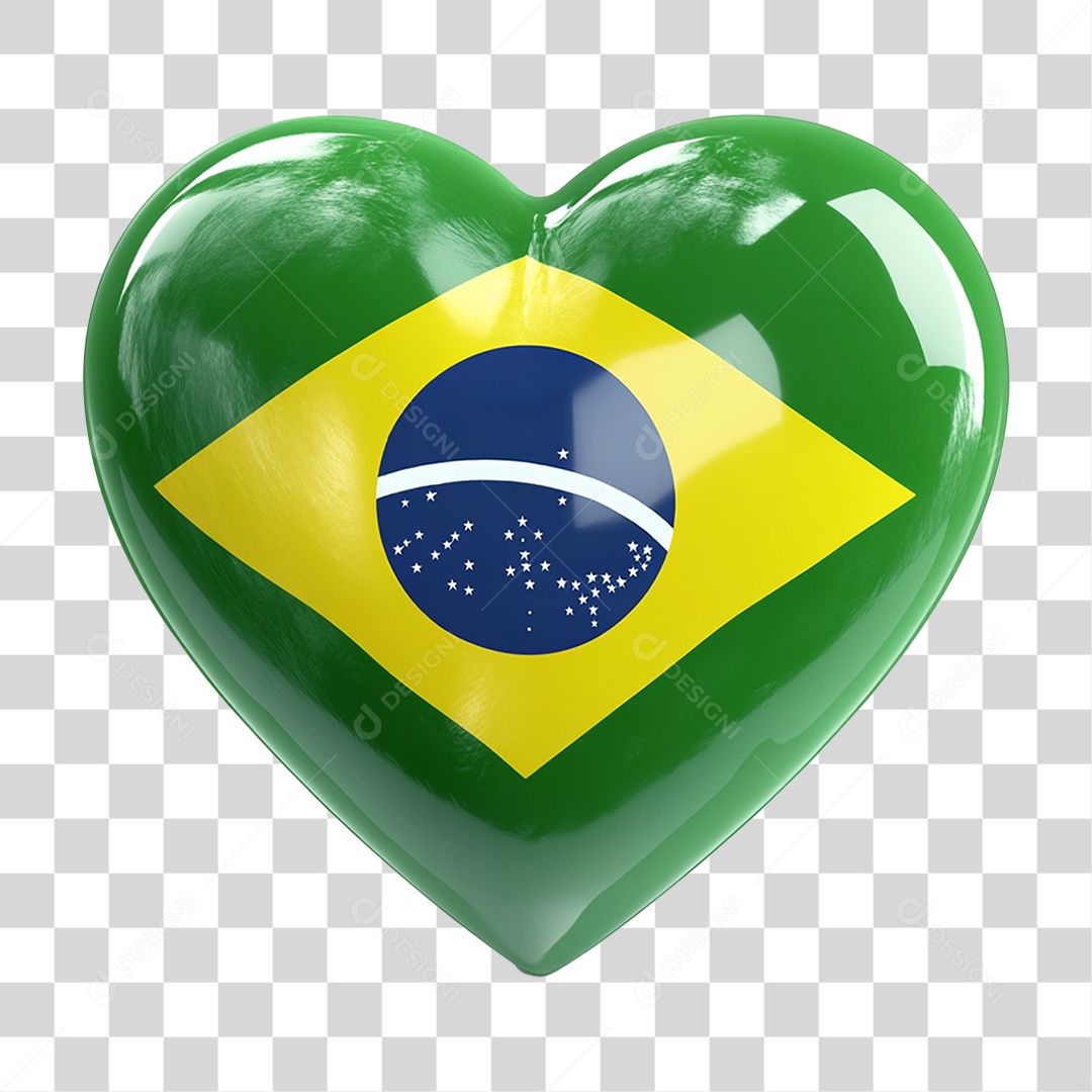 Coração Bandeira do Brasil PNG Transparente