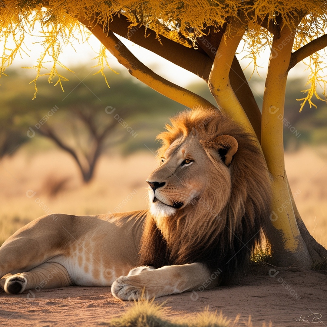 Leão preguiçoso deitado