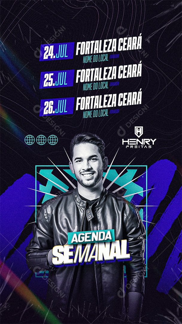 Story Flyer Agenda Semanal Henry Freitas Social Media PSD Editável