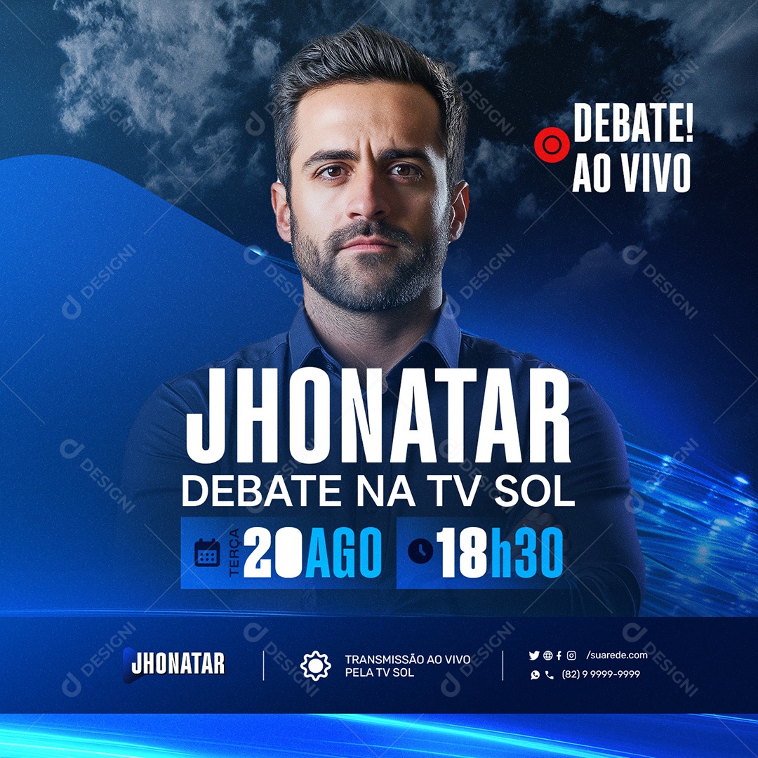 Politica Debate 2024 Jhonatar Debate na Tv Social Media PSD Editável