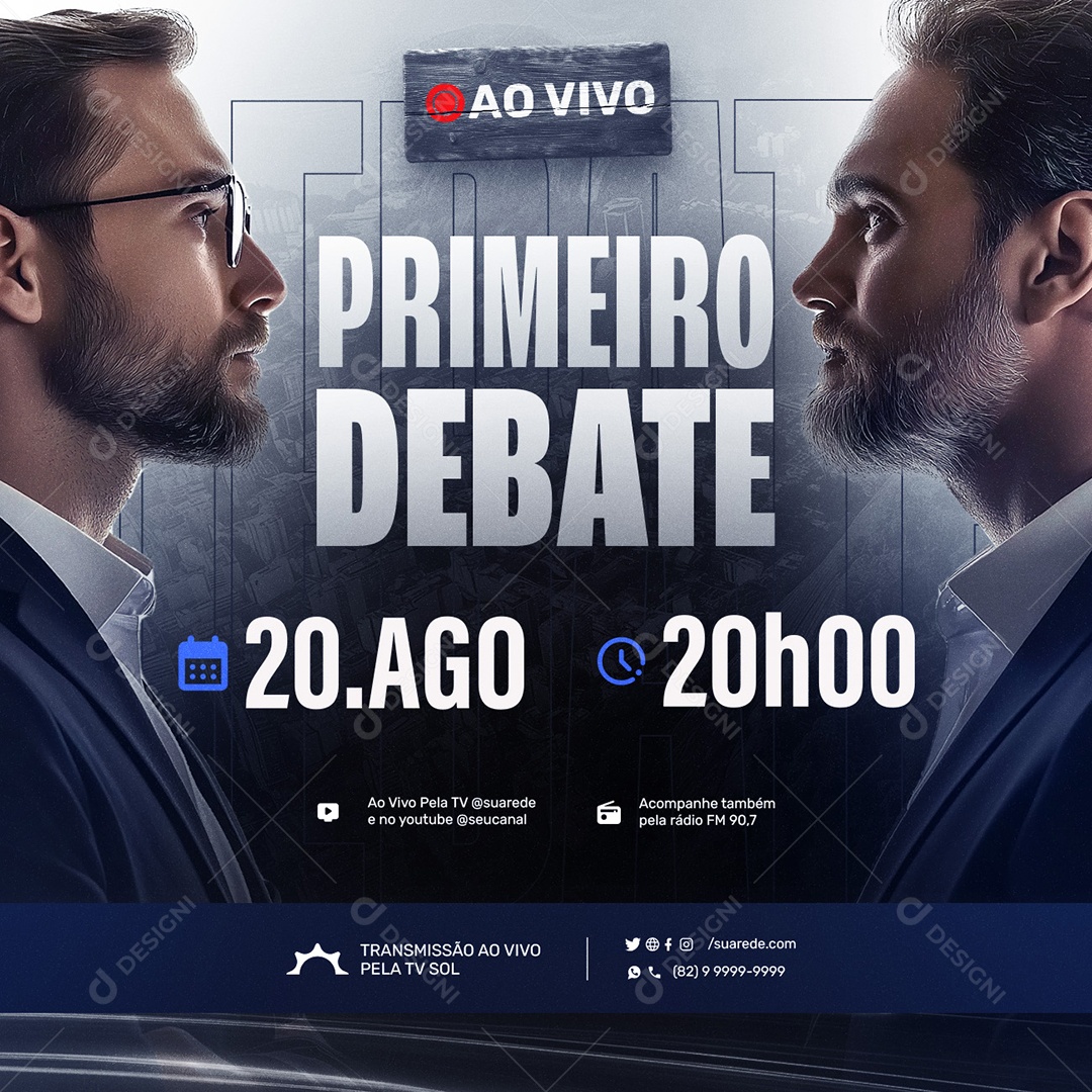 Politica Debate 2024 Primeiro Debate Social Media PSD Editável